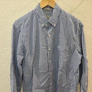JCrew mens blue and white striped button up